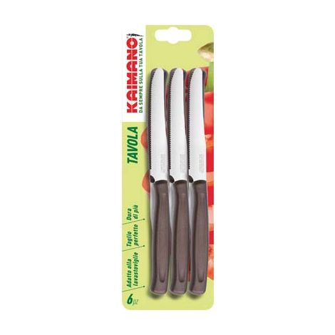 COLTELLO TAVOLA DINAMIK KAIMANO - MANICO PLT MARRONE/INOX CM 11 CF=PZ 6- 1 confezioni