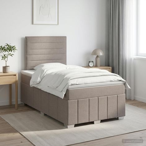 vidaXL Cama box spring con colchón con cabecera Topo 120 x 190 cm Tela (1/5)