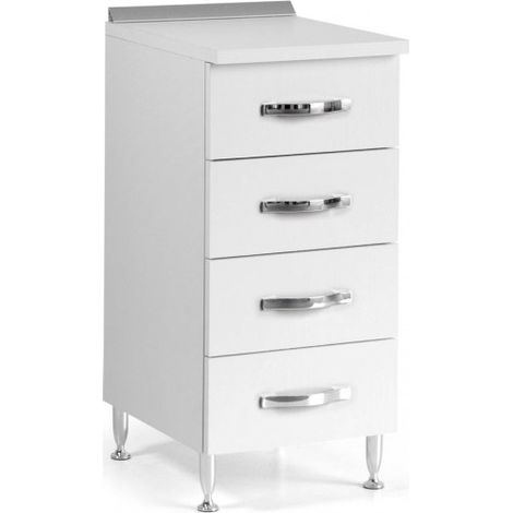 Base cassettiera cucina 40x50x85 cm in legno bianco frassinato con quattro cassetti - Foligno (1/4)
