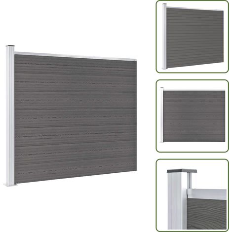 The Living Store Panneau de clôture WPC 175x146 cm Gris - Clôture résidentielle (1/5)