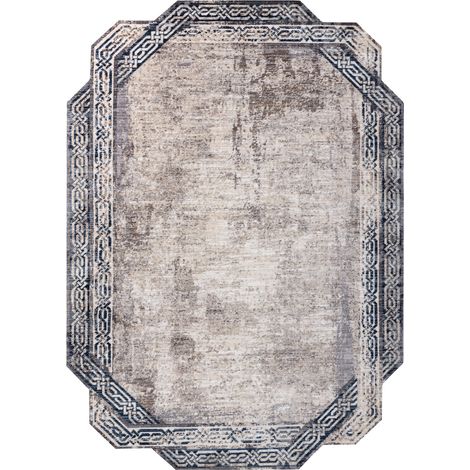 Tappeto TINE 75425A Telaio vintage - moderno, forma irregolare grigio / blu scuro grey 195x290 cm