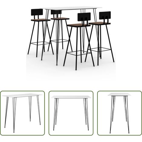 Barhocker - 5-tlg. Bar-Set Weiß (1/5)