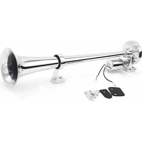 RHG Kit De Haut-Parleur A Klaxon A Air Chrome Trompette A Tube Unique 150Db 12 V/24 V Universel Pour Camion De Train, Argent