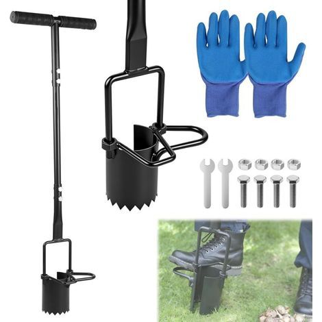 Plantoir à Bulbes avec 94 cm Poignée, Outils Jardinage avec Repose-Pied & Bord Dentelé, Outil Creuser Trou Terre, Plantoir à Main pour Planter des Bulbes Fleurs, Tulipes, Jonquilles (1/5)