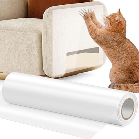 Protecteur de Rayure de Chat, Protection Canape Chat Anti Griffe 20cm x 5m Sticker Transparent Autocollant Protections Anti-Rayures pour Meubles,Porte,Mur,Tapis, Comptoirs (1/4)