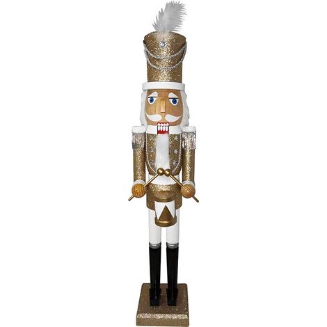 Soldato Schiaccianoci Natalizio H60 cm in Legno con Tamburo Oro (1/2)