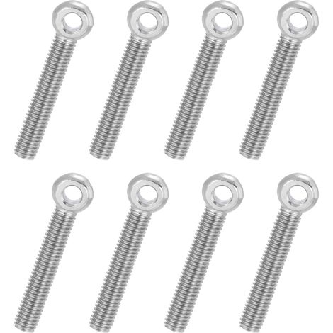 8 Pcs Boulon à Œil M8x50mm Boulon à Œillet de Levage pour Balancement d'Épaule, Vis Filetage Complet en Acier Inoxydable 304, Filetage Métrique Trou Coulissant, Couleur Argentée (1/5)