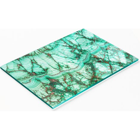 Tabla de cortar decorativa para cocina, vidrio templado, malaquita, 80x52 cm (1/5)