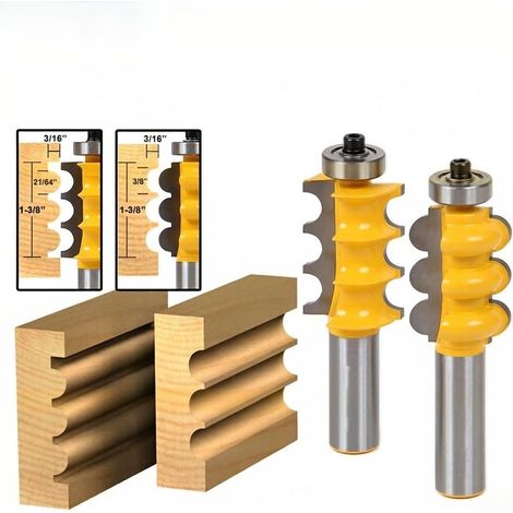 Ensemble de fraisages menuiserie Fraise profil colonne Micro-grain Corps en acier trempé avec conception - recul Revêtement thermique Soudure Longue durée vie
