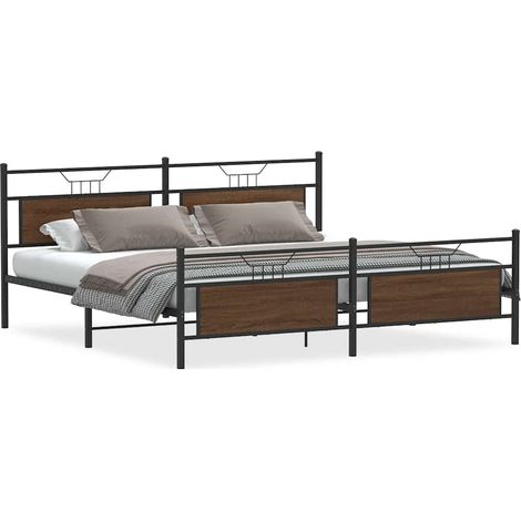 Maison Exclusive - Cadre de lit en métal sans matelas chêne marron 200x200 cm (1/5)