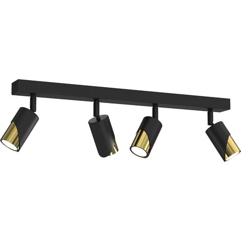 Barre plafond 4 spots orientables GU10 noir/or Shift Luminex