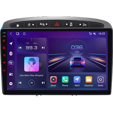 Carplay, Écran Tactile, Lecteur Multimédia, compatible avec Peugeot 308 / 308 SW Mk1 (T7) / RCZ / 408 2007-2015 Ventilateur de Refroidissement Intégré Navigation GPS Android, V1 C (2GB-32GB) - B (1/2)
