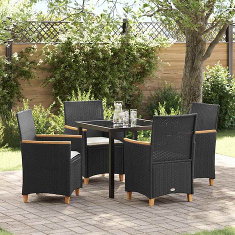 vidaXL Garten Essgruppe 5 pcs Schwarz Poly-Rattan (1/5)