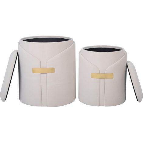 Set di 2 pouf contenitori Forcet in velluto rosa antico (1/2)