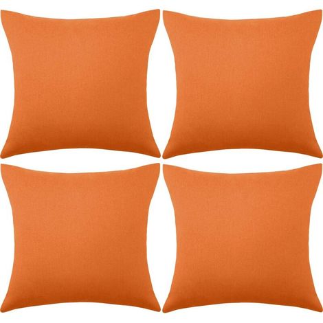 royaluxe - 4 Paquets Housses de Coussin Imperméables Décoratif Extérieur Terrasse Balcon, Housse de Coussin Jardin Carré, Coque d'oreiller de Revêtement PU pour Canapé, Lit, Patio, 18 x 18 Pouces (Ora (1/5)