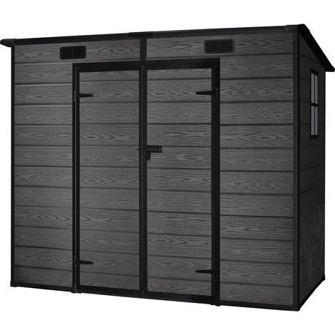 Wasabi – Caseta de Resina Unit 2,93 m², Suelo, Doble Puerta y Efecto Madera Negro (1/3)