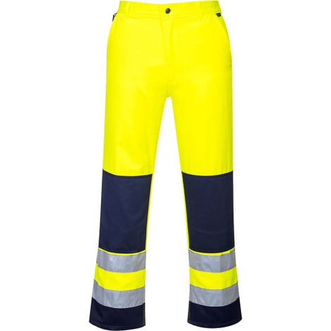 Pantalón Seville bicolor tejido Kingsmill bolsillos con solapa y costura de puntada doble TX71 XXL Amarillo/Marino