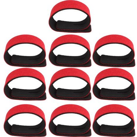 10 pièces Attaches Élastiques pour Canne à Pêche, Sangles de Fixation pour Matériel de Pêche, Rangement Canne Mouche et Lanceur Rouge (1/5)