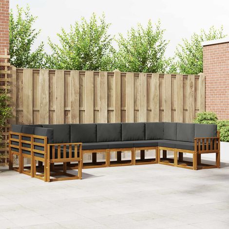 vidaXL Outdoor-Sofagarnitur mit Kissen 10 pcs Natur und Anthrazit (1/5)