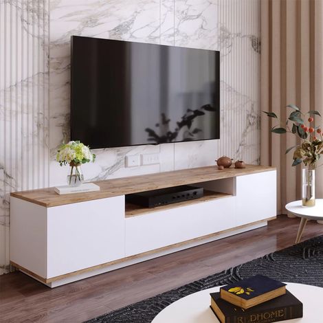 Mueble Elegante Tv Futura   180 Cm Pino Blanco