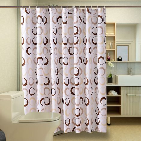 180 x 200cm Rideau de Douche avec 12 Crochets Séchage Rapide(Brun), Tissu Polyester Imperméable Lavable en Machine, Rideaux Salle de Bain (1/5)