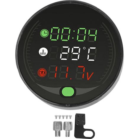 Compteur de température d'eau de moto à affichage numérique LED universel 9-24V, voltmètre de temps rechargeable par USB (1/5)