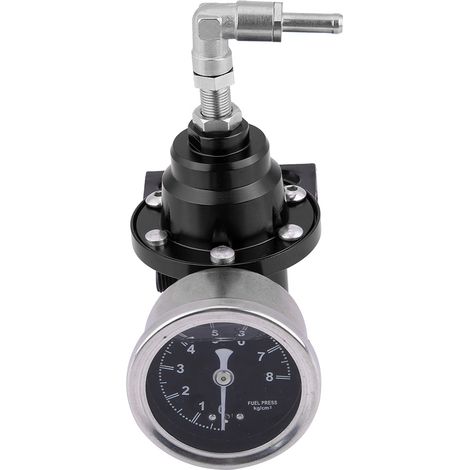 Régulateur de pression de carburant universel en aluminium 160psi réglable 1:1 avec manomètre à huile - Kit noir pour voiture automobile (1/5)