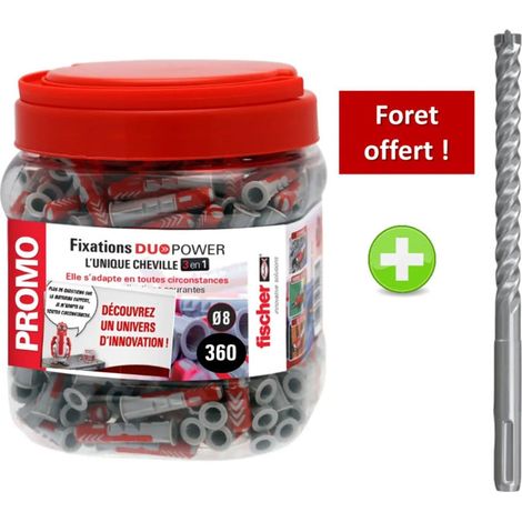 Cheville FISCHER 8x40mm DuoPower 360 pièces