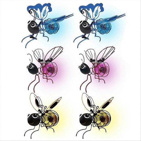 Lampes solaires abeilles artificielles, lanternes LED suspendues pour jardin, veilleuse insectes (lot de 6) (1/5)