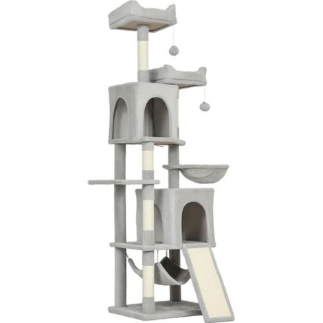 Katzenkratzbaum mit 3 Plattformen, 2 Höhlen, 2 Betten, 2 Hängematten, Rampe, 177 cm HOMVRA (1/5)