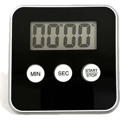 Timer digitale da cucina - Timer magnetico per cucinare - Sveglia con supporto - Timer multifunzionale - Promemoria per riunioni e studio - Nero (1/4)