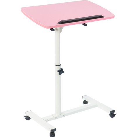 Bureau d'ordinateur Portable multifonctionnel amovible avec roulettes, lit, canapé, livres, collation rose (1/5)