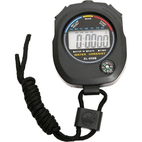 Chronomètre Numérique Étanche, Chronographe avec Bracelet, Alarme AM PM 24H, Horloge Portable LCD, Chronomètre De Sport, Minuterie for La Course À Pied (1/5)