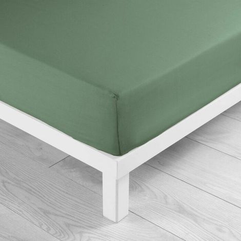 Drap-housse 2 personnes 160 x 200 cm coton 57 fils LINA Cèdre – Bonnet 30 cm
