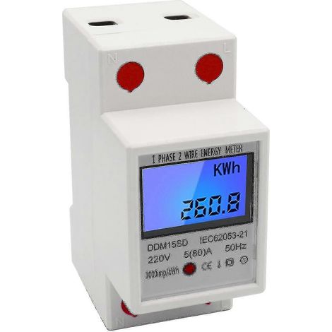 Einphasiger DIN-Schienen-Energiezähler 5–80 A 220 V 50 Hz, elektronischer kWh-Zähler mit LCD-Hintergrundbeleuchtung, Digitalanzeige DDM15SD (1/5)
