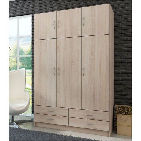 Kleiderschrank Drehtürenschrank Wäscheschrank Schrank Schlafzimmer Sonoma Eiche (1/4)