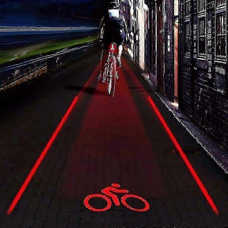 Feu arrière de vélo rouge avec 2 lasers et 5 LED pour une signalisation de sécurité (1/5)