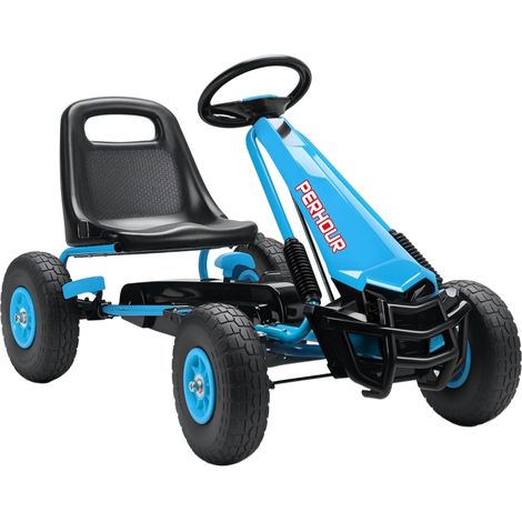 Kart à pédales pour enfants,siège à hauteur réglable,roues EVA,frein,embrayage,3-8 ans,bleu