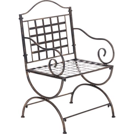 Chaise de jardin terrasse balcon en métal bronze 100007902