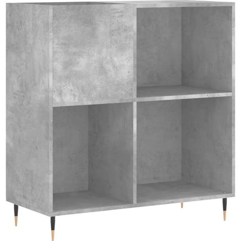 Mueble para discos de diseño industrial práctico mueble de almacenamiento para salón 84 x 38 x 89 cm madera gris hormigón 020049163 (1/5)