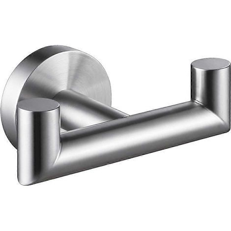 Crochet double porte-serviettes de salle de bain, robuste, en acier inoxydable.-9.80X5.80X4.70CM-Silver (1/4)