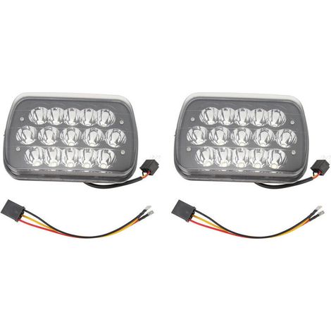 Jeffergarden Lot de 2 phares LED 7 pouces 45 W (gauche et droite) avec câblage pour Wrangler, Comanche et Cherokee (DC12V, noir)