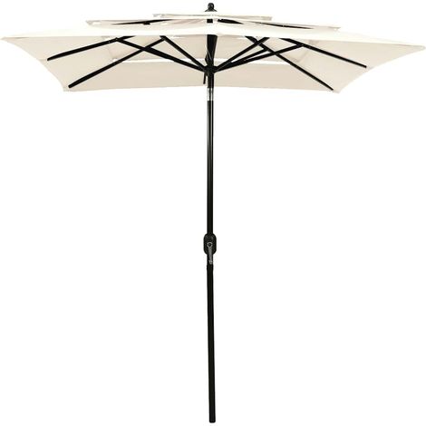 Maison Exclusive - Parasol de jardin à 3 niveaux avec mât en aluminium sable 2x2 m (1/5)