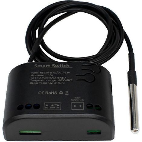 Interrupteur de température intelligent avec capteur thermostatique et application Tuya / Relais à contact sec passif 1 canal (1/5)