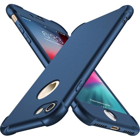 CUSTODIA BLU NAVY PER IPHONE 7/8 4.7' 2xVETRO TEMPERATO (1/5)