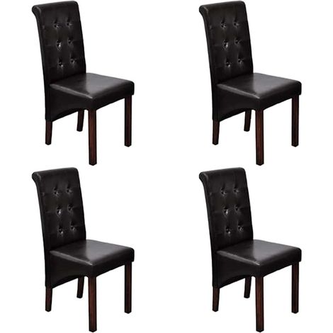 vidaXL Sillas de comedor 4 unidades cuero sintético marrón (1/5)