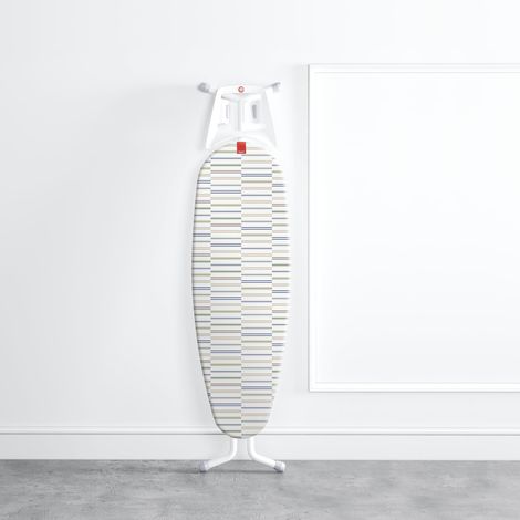 Rayen Fodera universale per asse da stiro Fodera da stiro regolabile EasyClip 2 strati: 100% cotone con schiuma Tessuto microforato Dimensioni: 126 x 40 cm Stampa bianca (1/5)