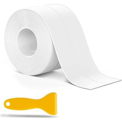Bande d\'étanchéité auto-adhésive 3.2 m x 5 cm, ruban d\'étanchéité en PVC imperméable pour salle de bain, cuisine, toilettes, Adhésif puissant, étanche (1/5)