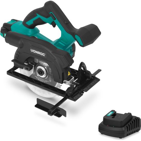 VONROC - Scie circulaire sans fil 20V 150 mm avec batterie 2,0 Ah et chargeur rapide