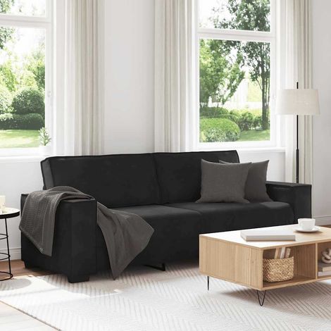 vidaXL Divano a 3 Posti Nero 220x78x84 cm in Velluto (1/5)